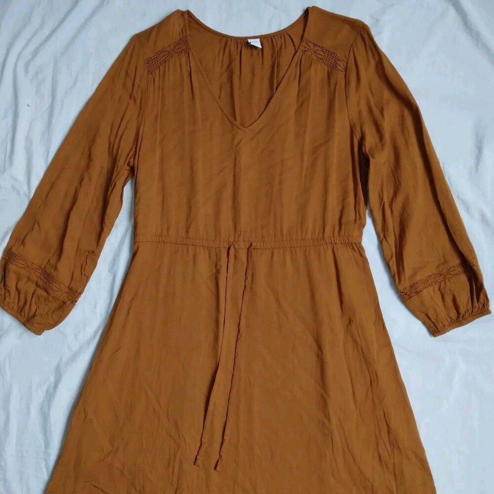 Old Navy Dress Knee Length Terracotta Cottagecore Prairie Boho Crochet Women's M - Picture 2 of 9